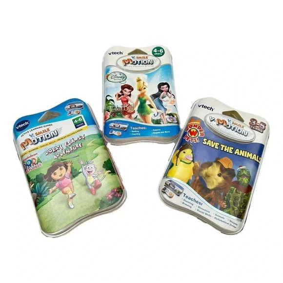 VTech VSmile Motion Lot 3 Save Animals Tinkerbell Dora Fit-it Sealed New - Picture 1 of 11